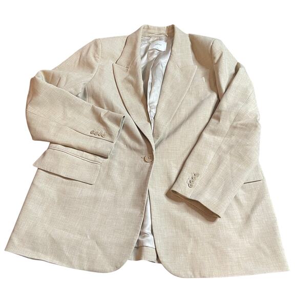 WILFRED Aritzia Generation Blazer Taupe Tan Single Button Closure XL Extra Large - Picture 2 of 9